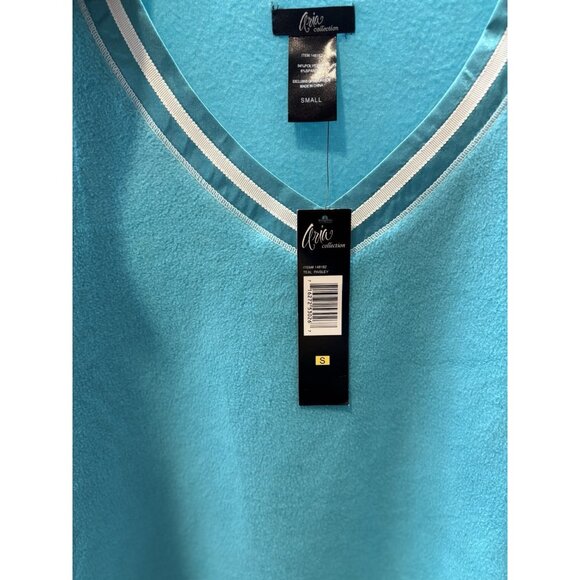 Aria Teal Paisley V-Neck Woman's Polyester Blend Pajama Pullover Top Size Small - Picture 5 of 5